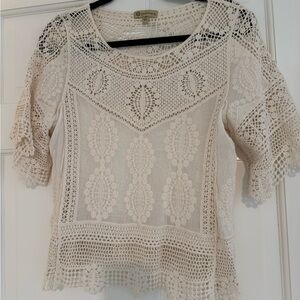Democracy Ivory Crochet Blouse